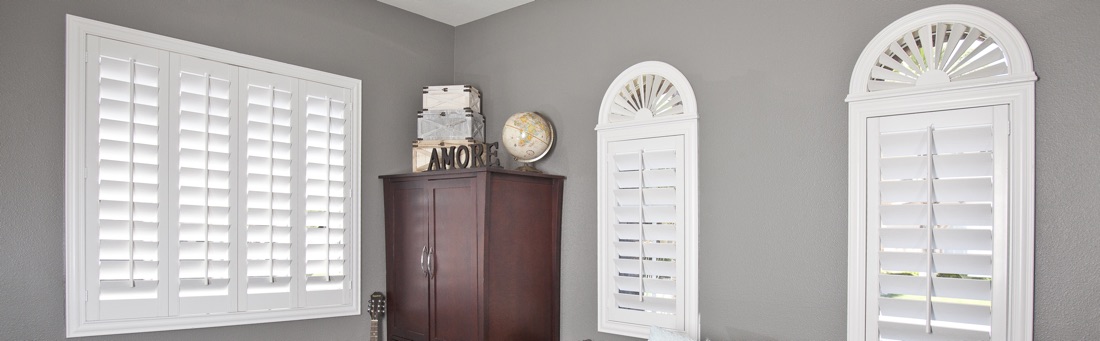 Plantation shutters in a window